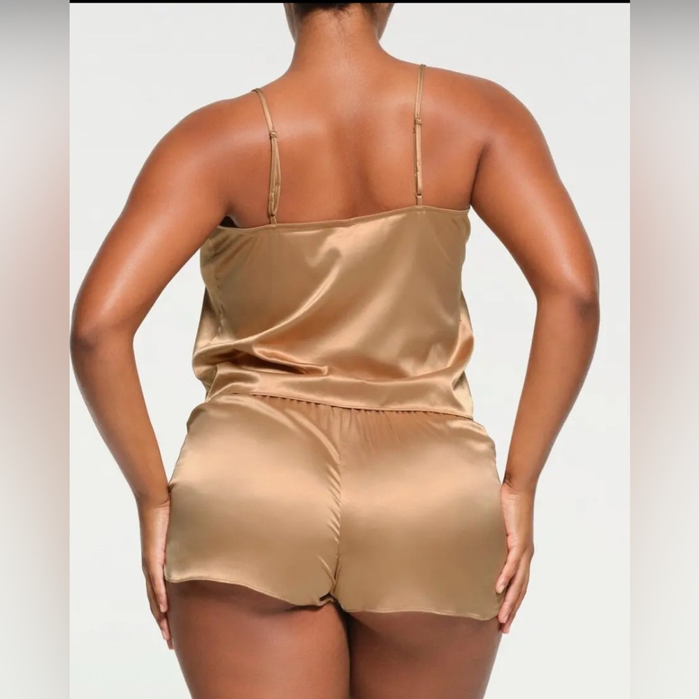 SKIMS Satin Pajama Top in Gold - Picture 4 of 4